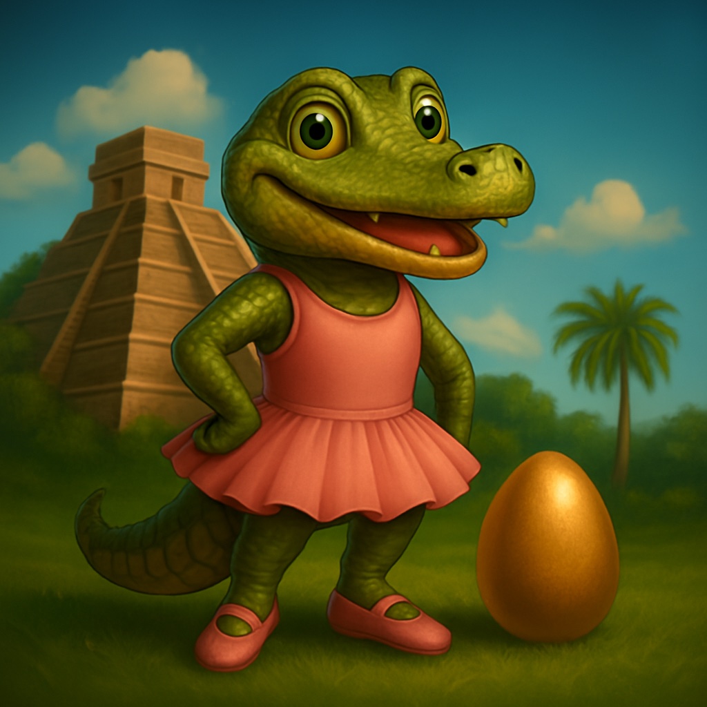 Crocodile with golden egg